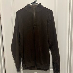 Men's L Tommy Bahama Dark Brown 1/4 Zip Sweater